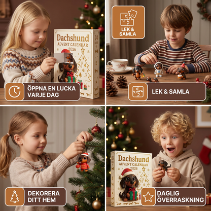 Dachshund-adventskalender med överraskningsfigurer – 24 dagar