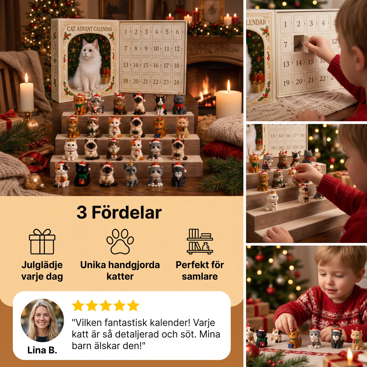 24-dagars juladventskalender med katter