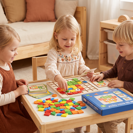 Montessori-Mosaikpussel Med Färger och Former