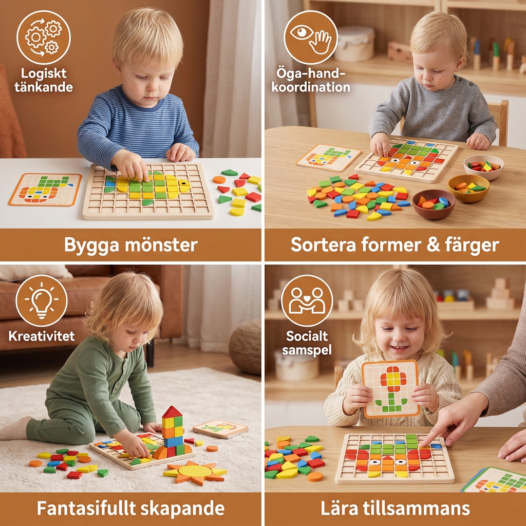 Montessori-Mosaikpussel Med Färger och Former