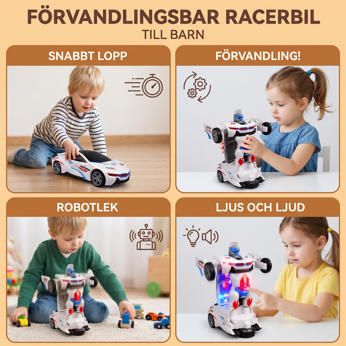 Förvandlingsbar Racerbil För Barn