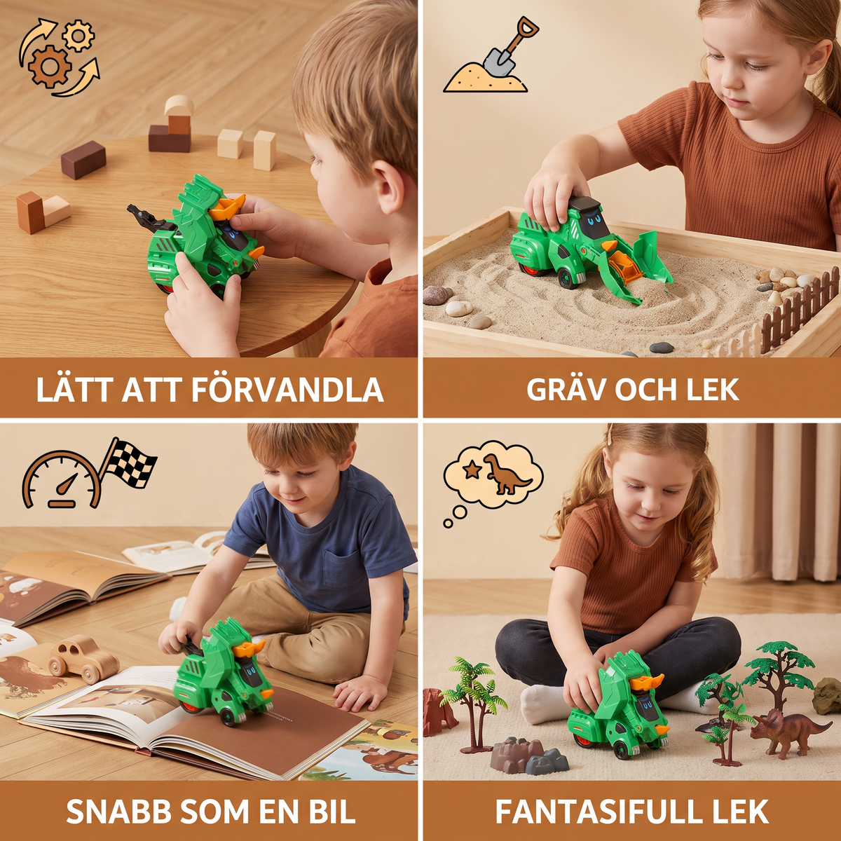 Förvandlingsbara Dinosauriebilar