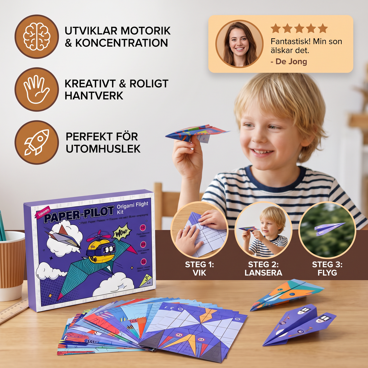 Origami-Pappersflygplansbyggset Med Instruktioner