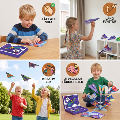 Origami-Pappersflygplansbyggset Med Instruktioner