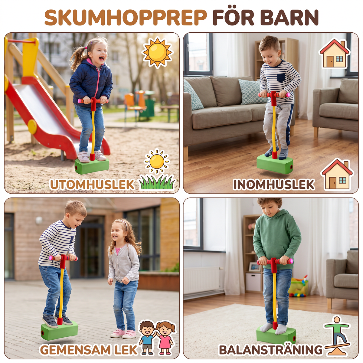 Skumhopprep För Barn – Hoppleksak För Inomhus- och Utomhusbruk