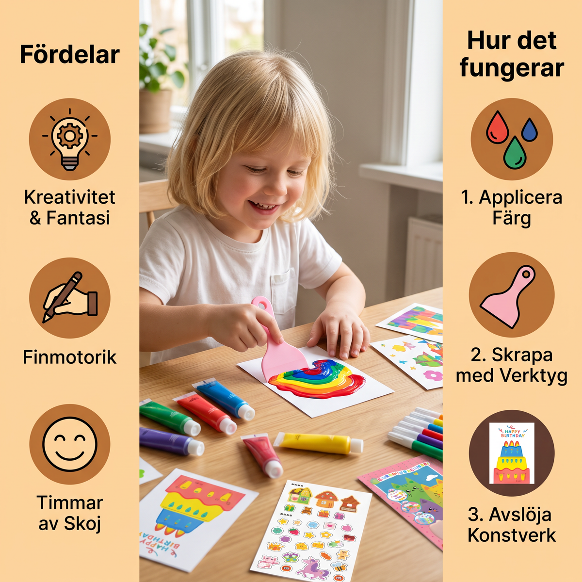 Kreativt Regnbågsfärgat Kludd- och Konstset