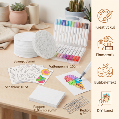 Kreativt svampmålningsset för barn – DIY-konstset med bubbeleffekt