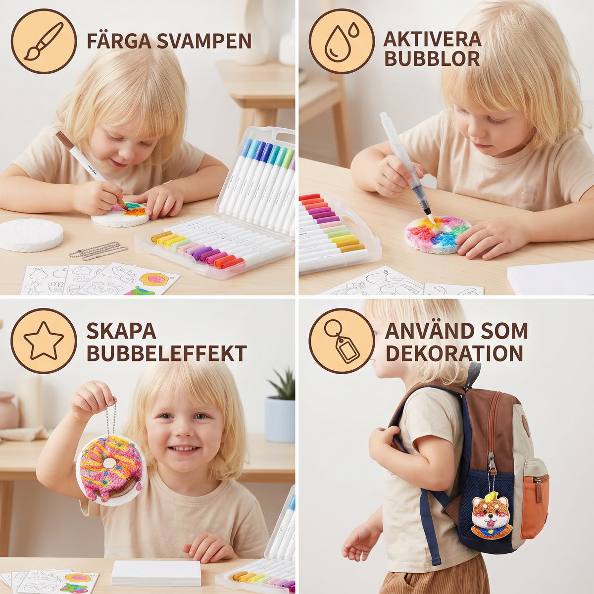 Kreativt svampmålningsset för barn – DIY-konstset med bubbeleffekt