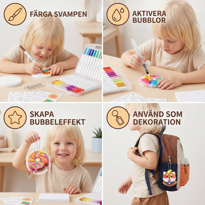 Kreativt svampmålningsset för barn – DIY-konstset med bubbeleffekt