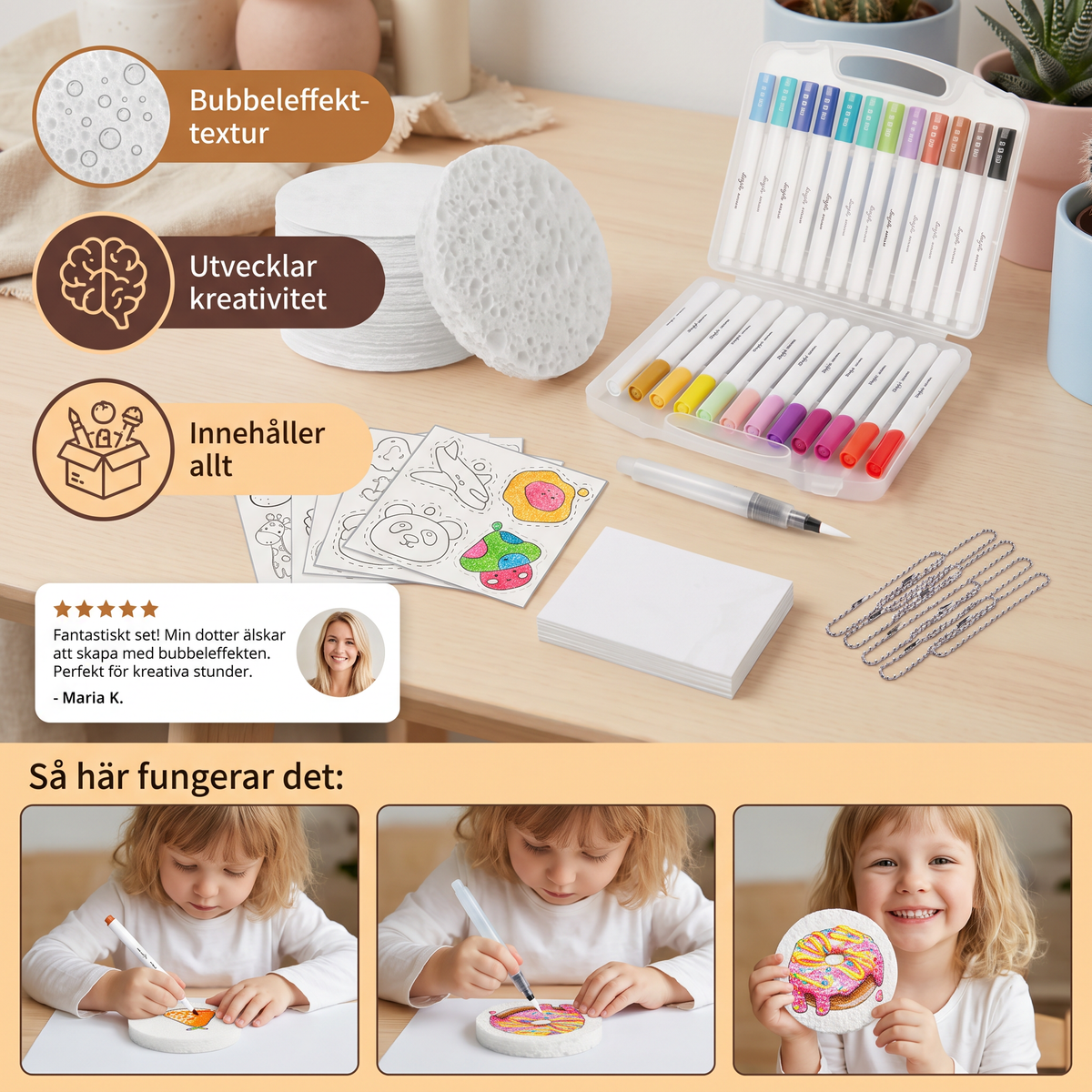 Kreativt svampmålningsset för barn – DIY-konstset med bubbeleffekt