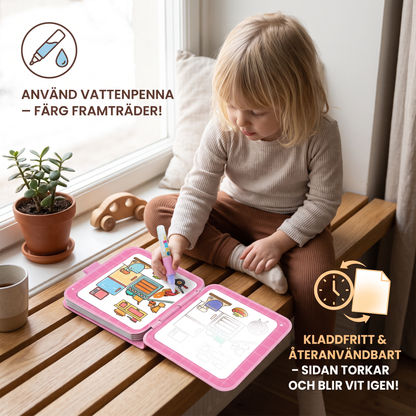 Magisk vattenmålarbok – Återanvändbar kladdfri målarbok för barn