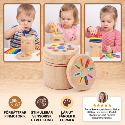 Montessori färg- och formsorteringsspel i trä – pedagogiskt leksak för finmotorik och sensorisk utveckling