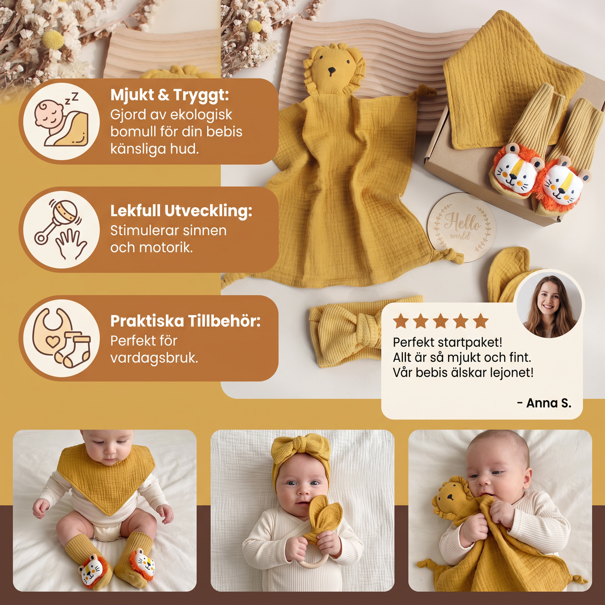 6-delat presentset för nyfödda – baby startpaket