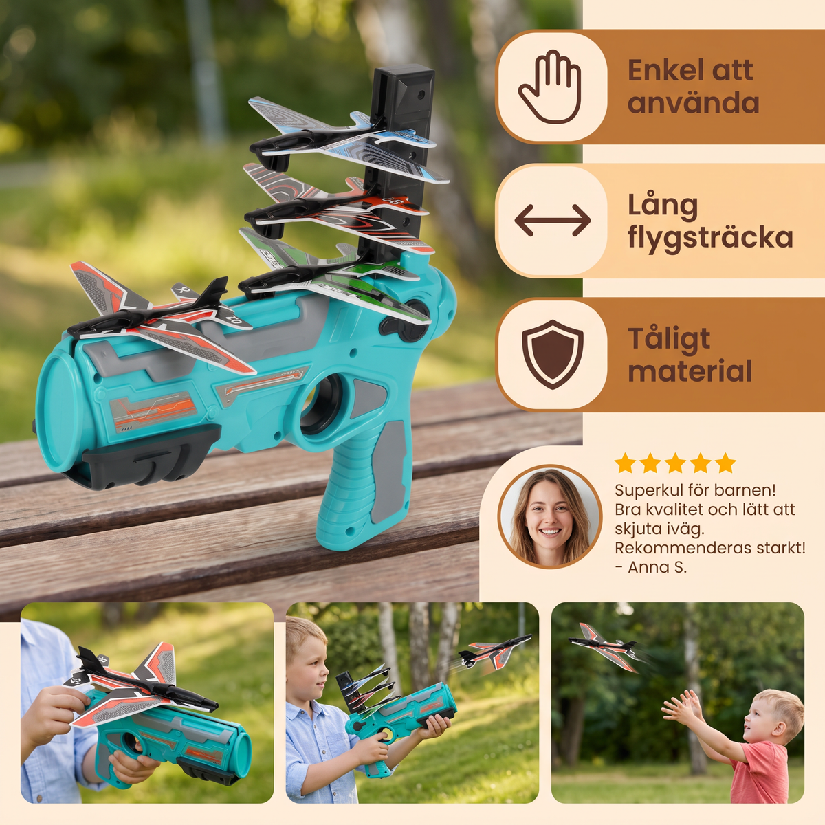 Barn flygplanskatapult – utomhus flygleksak