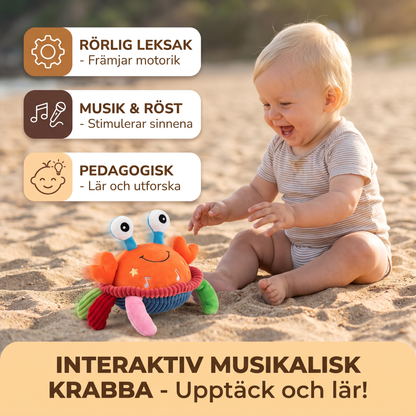 Interaktiv musikalisk krabba med röstfunktion – Rörlig pedagogisk leksak för bebisar