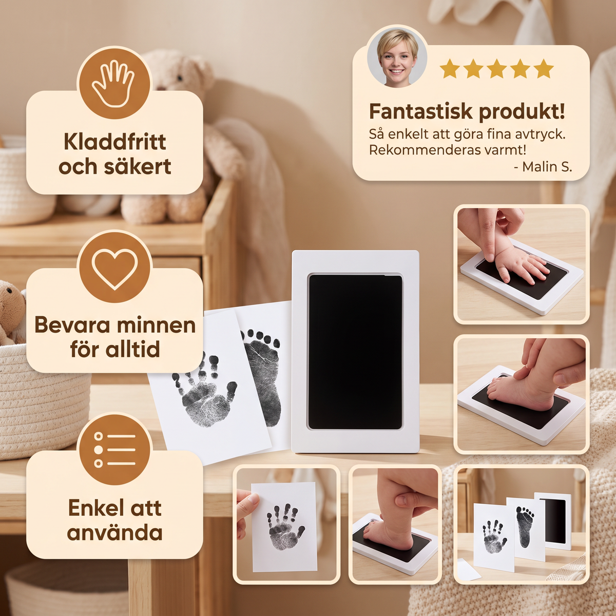 Baby Hand- och fotavtryckskit – minnesset för småbarn