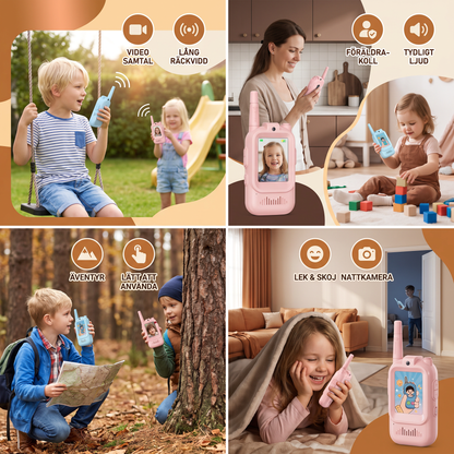 Set 2 Walkie-Talkies Video för Barn – Interkom med Kamera och Skärm