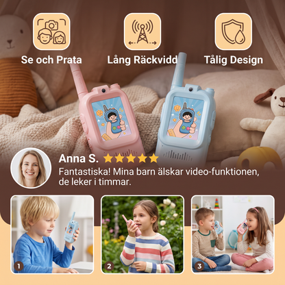 Set 2 Walkie-Talkies Video för Barn – Interkom med Kamera och Skärm