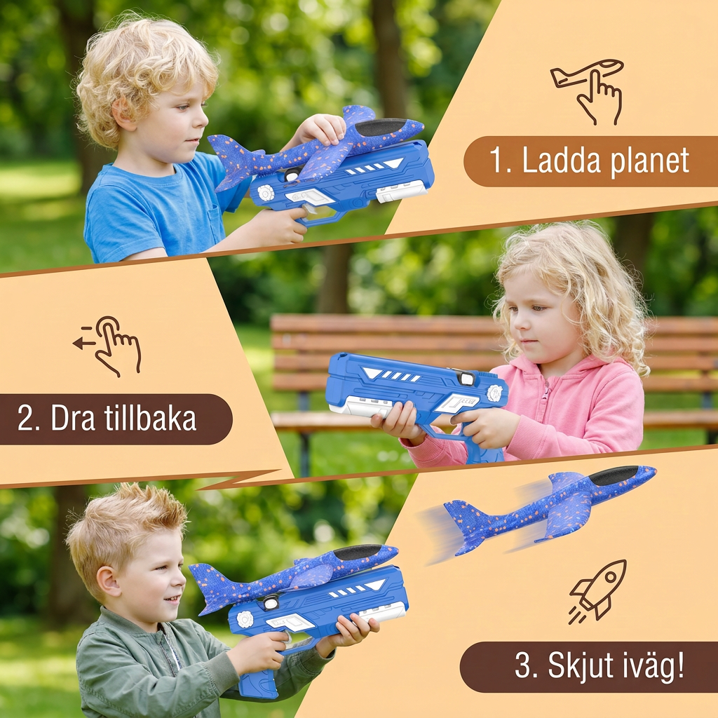 Schaumflygplanskastare för Barn – Interaktivt Flygande Leksak med Skjutpistol