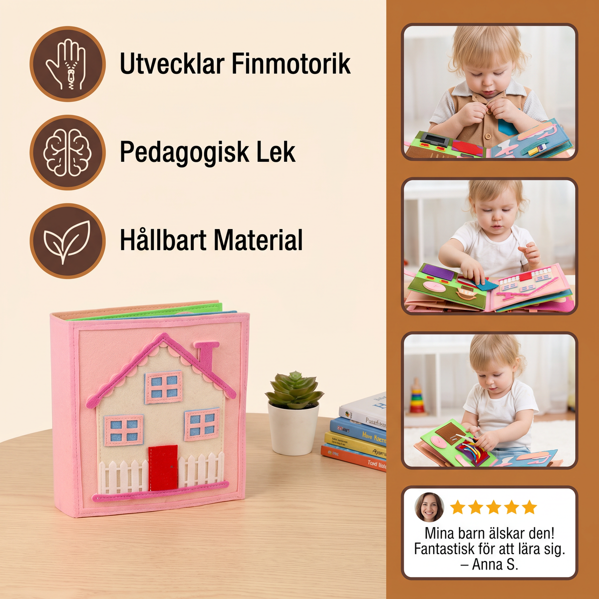 Montessori Filthäftet för Barn – Klä på sig, Sortera och Lära sig Dagliga Färdigheter