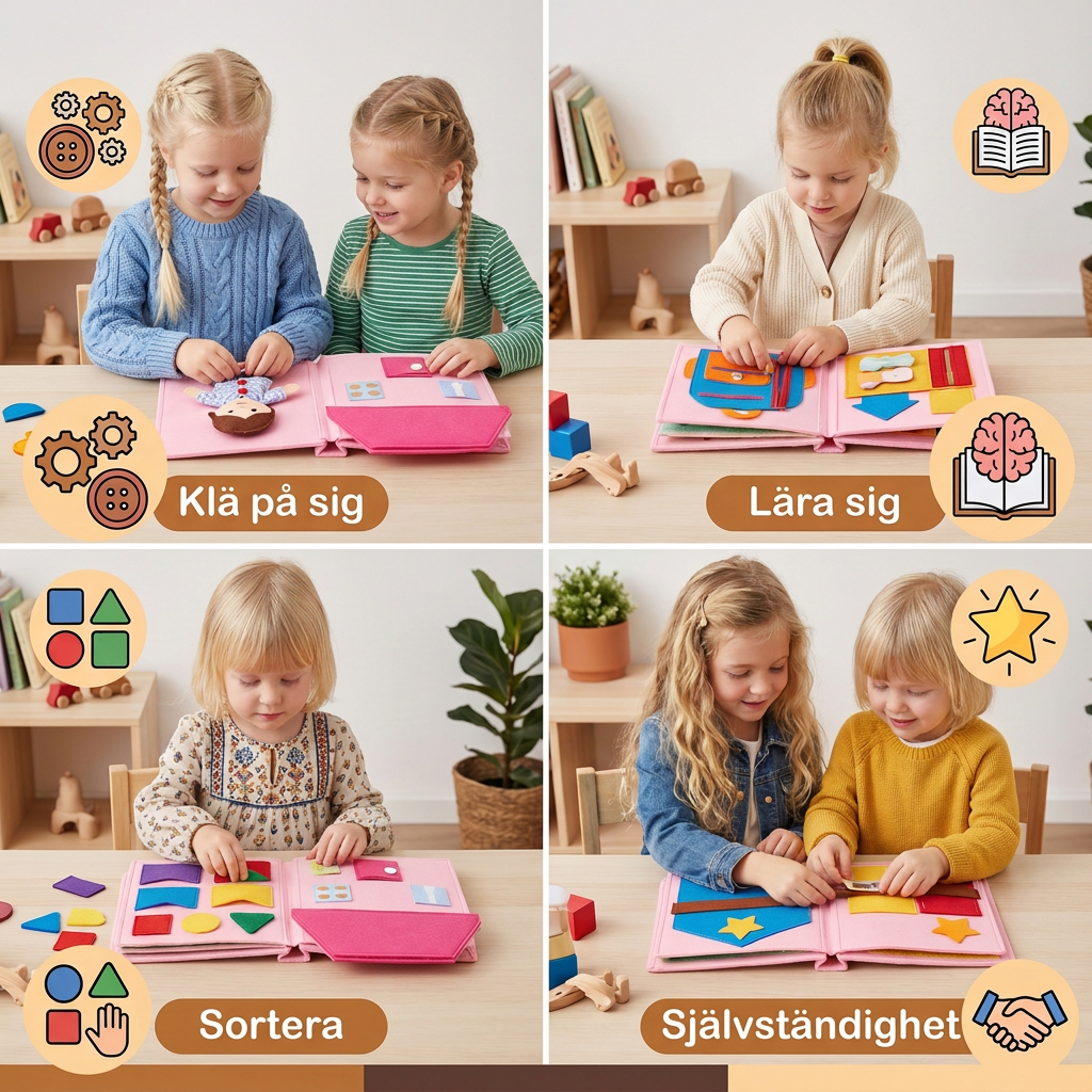 Montessori Filthäftet för Barn – Klä på sig, Sortera och Lära sig Dagliga Färdigheter