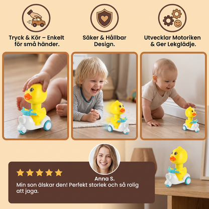 Gul Anka Push & Go – Åkleksak för Barn med Tryck och Kör-Funktion