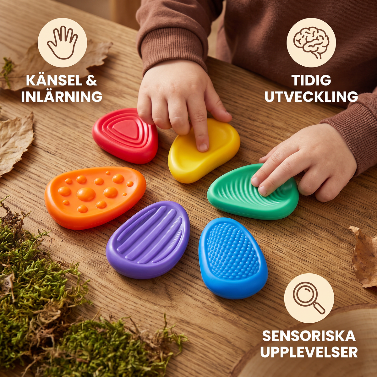 Sensoriska Stenar för Barn – Texturerad Känna & Känna Lärande Lektoy för Tidig Utveckling