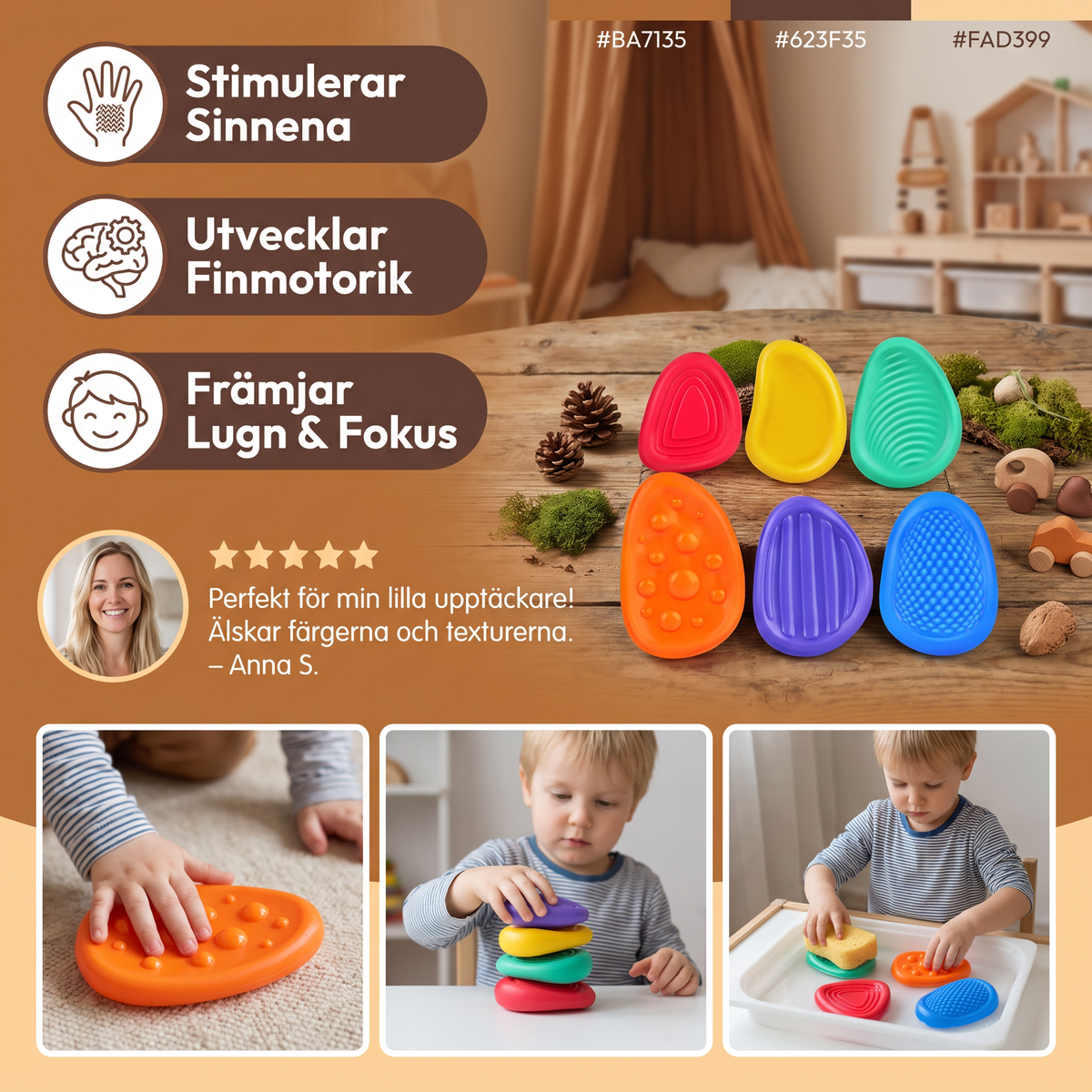Sensoriska Stenar för Barn – Texturerad Känna & Känna Lärande Lektoy för Tidig Utveckling