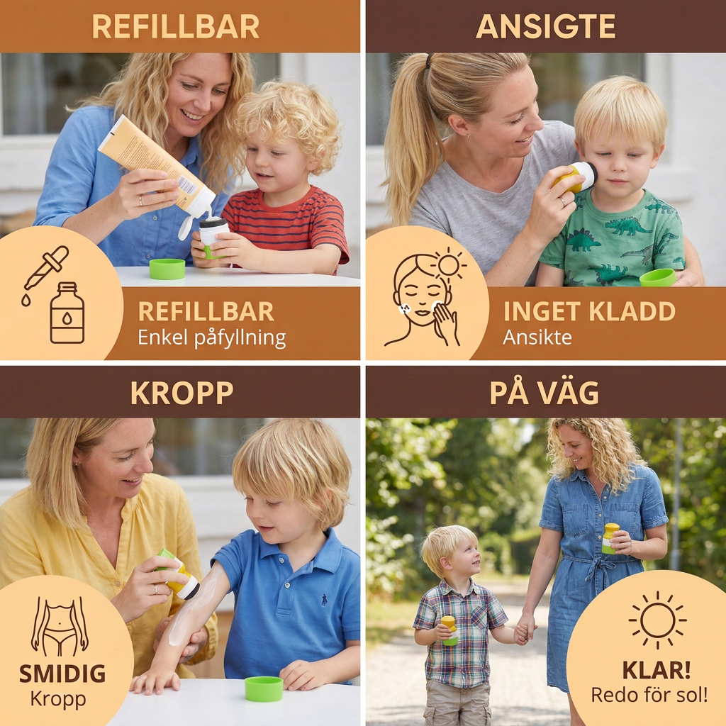 Refillbar solkrämroller för barn – Enkel och smidig solkrämsapplikator utan kladd