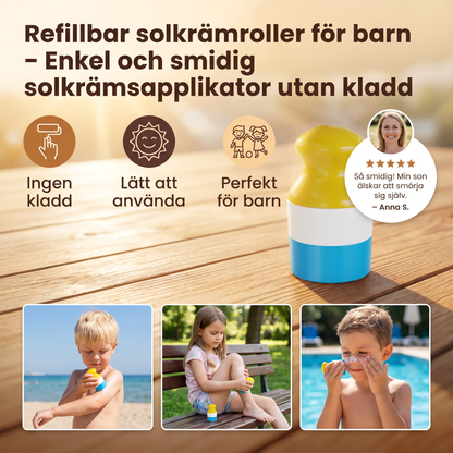 Refillbar solkrämroller för barn – Enkel och smidig solkrämsapplikator utan kladd