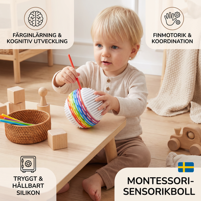 Montessori-sensorikboll – Färg- och motorikleksak i silikon