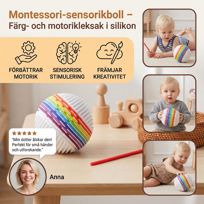 Montessori-sensorikboll – Färg- och motorikleksak i silikon