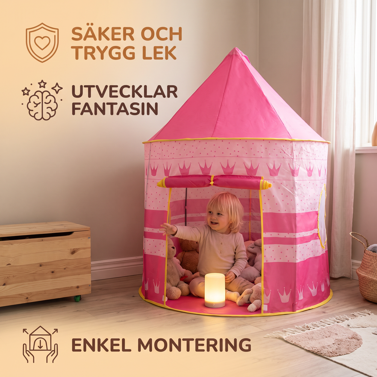 Utomhus- och Inomhusleketøylt för Barn med Stjärnhimmel – Magiskt Slott för Små Äventyrare
