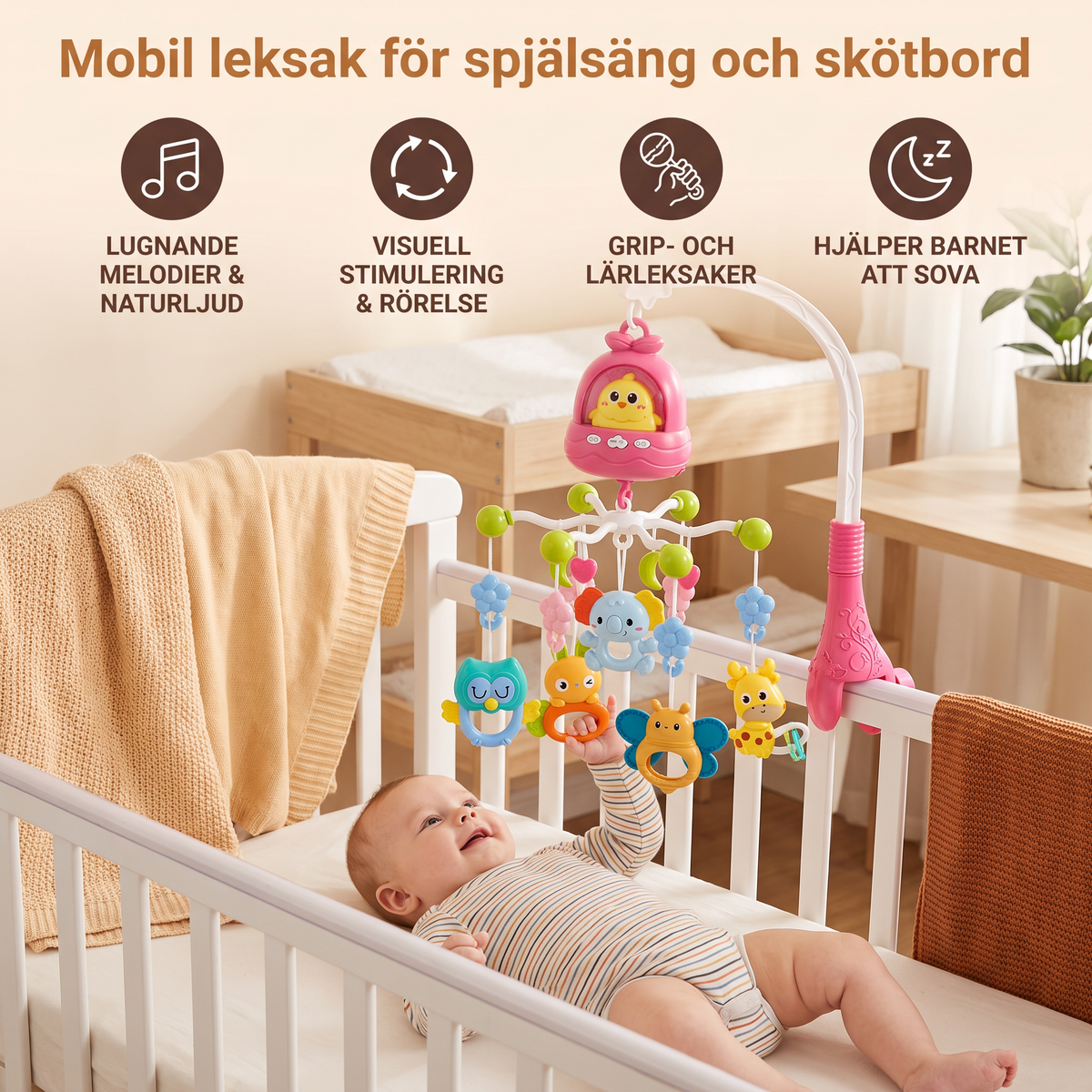 Mobil leksak för spjälsäng och skötbord