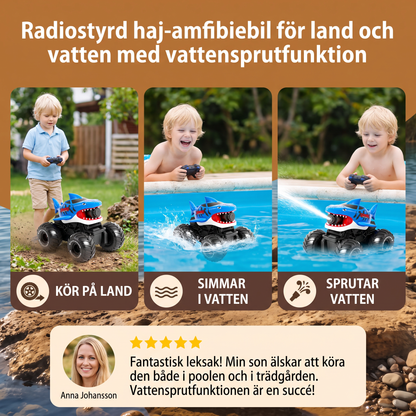 Radiostyrd haj-amfibiebil för land och vatten med vattensprutfunktion