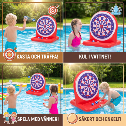 Uppblåsbart vattenmålspel med dart – Utomhusspel för trädgården