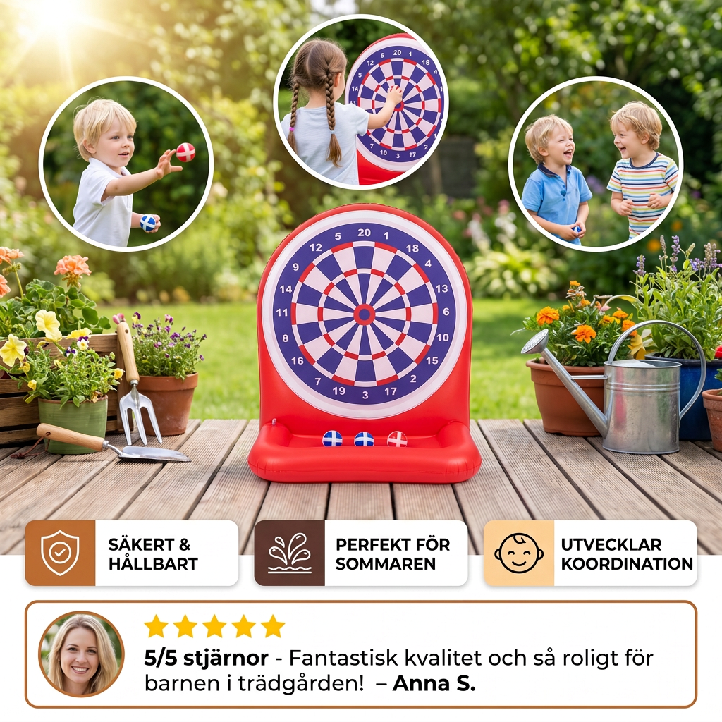 Uppblåsbart vattenmålspel med dart – Utomhusspel för trädgården