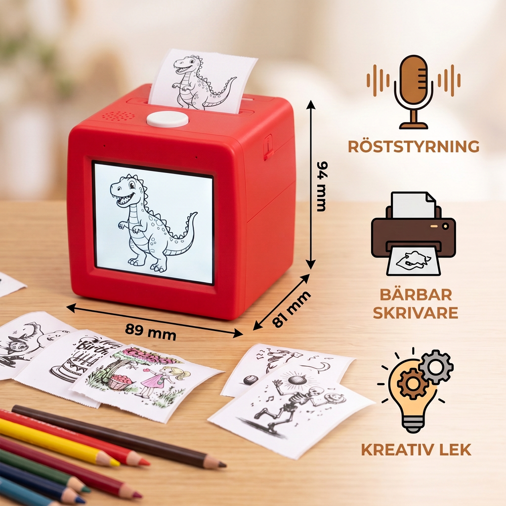 Magisk AI Utskriftsbox för Barn med Röststyrning – Bärbar Kreativ Skrivare för Teckningar och Idéer
