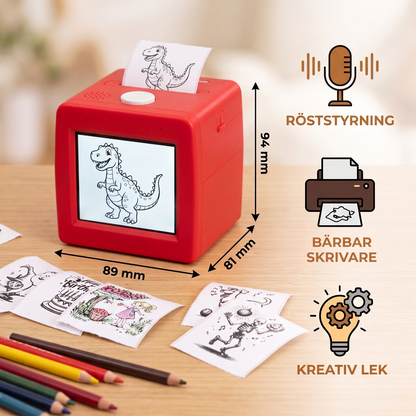 Magisk AI Utskriftsbox för Barn med Röststyrning – Bärbar Kreativ Skrivare för Teckningar och Idéer