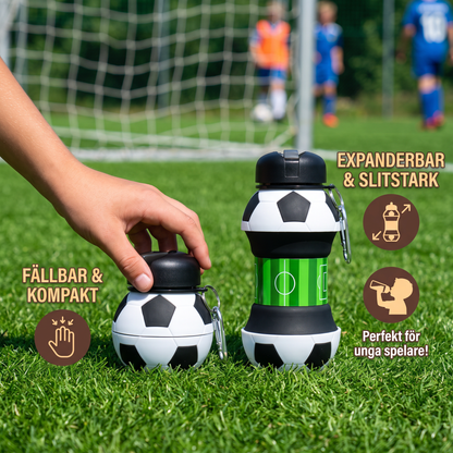 Fällbar och slitstark fotbollsflaska i silikon