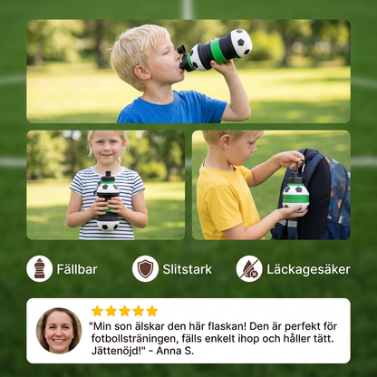 Fällbar och slitstark fotbollsflaska i silikon