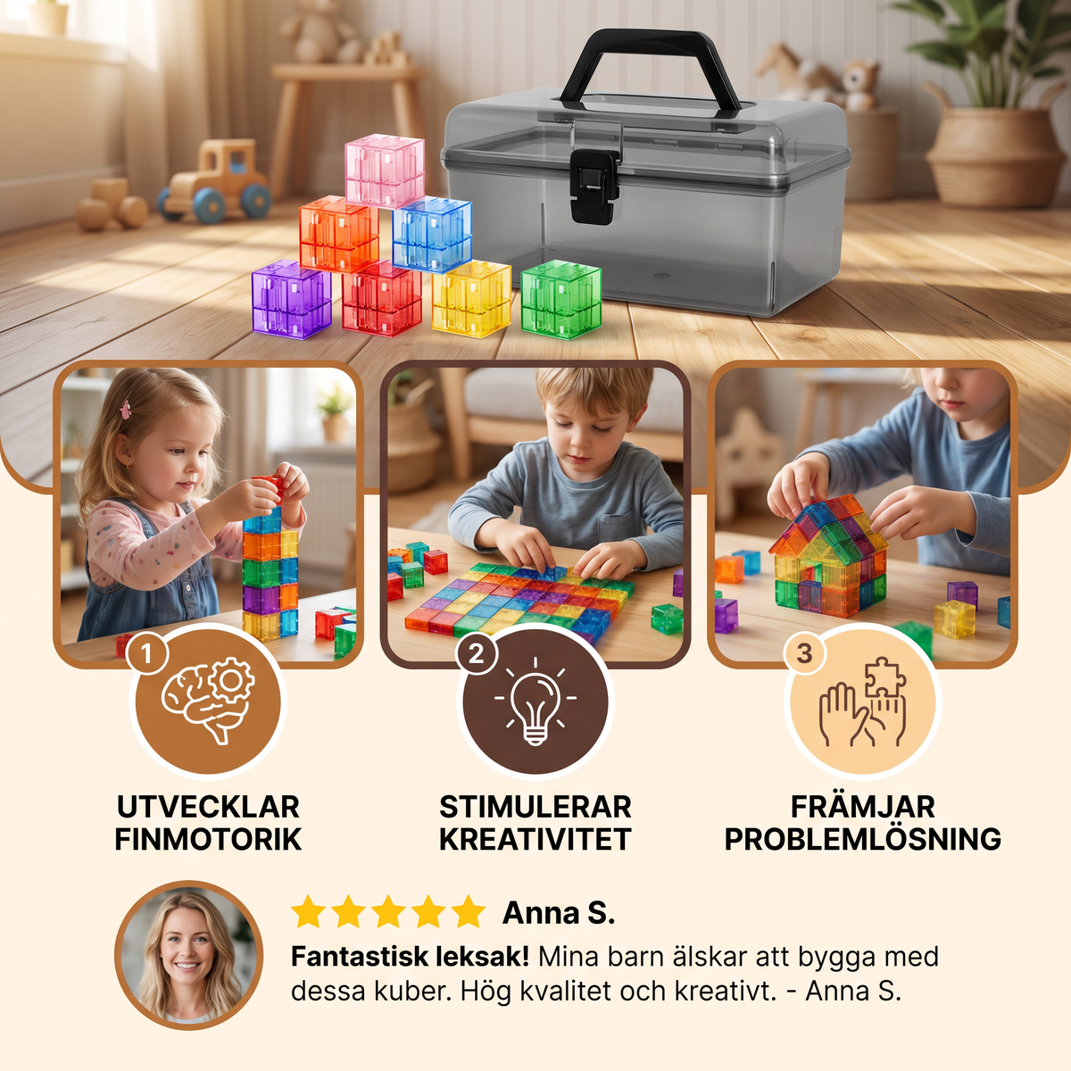 Montessori Kubbyggsats För Barn