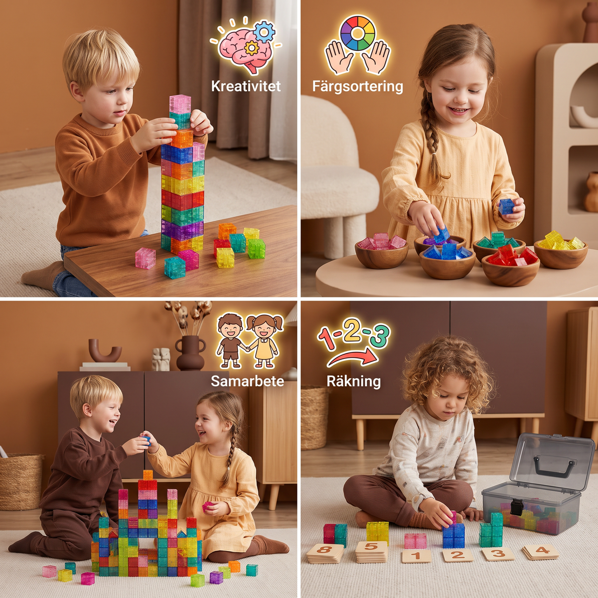 Montessori Kubbyggsats För Barn