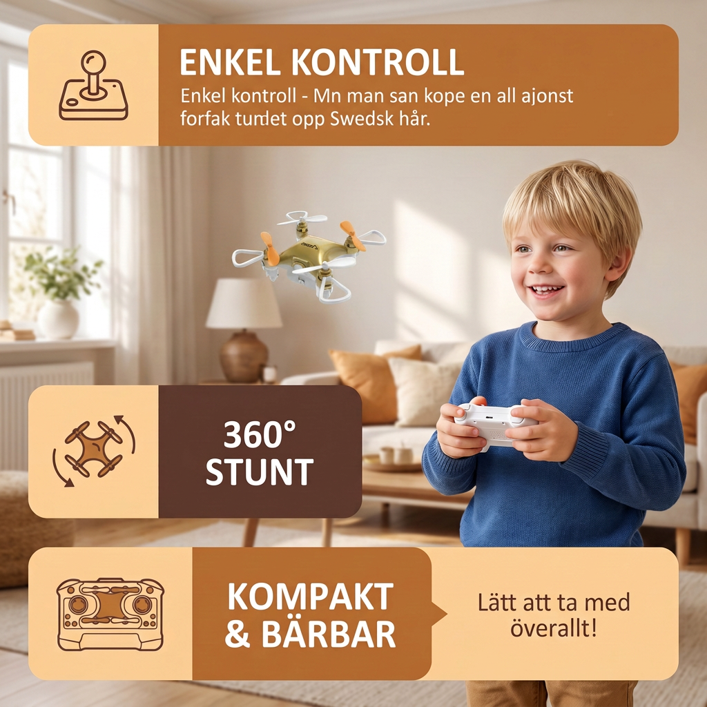 Mini Drönare – Fjärrstyrd Stuntflygare För Barn