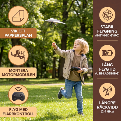 DIY-sats för radiostyrda pappersflygplan