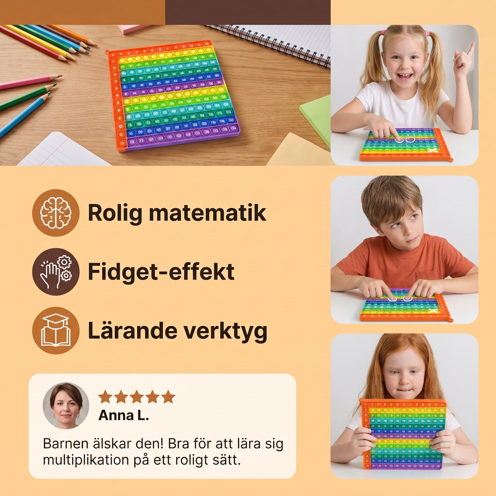 Rainbow Pop Math – Lärleksak för Multiplikation med Fidget-Effekt