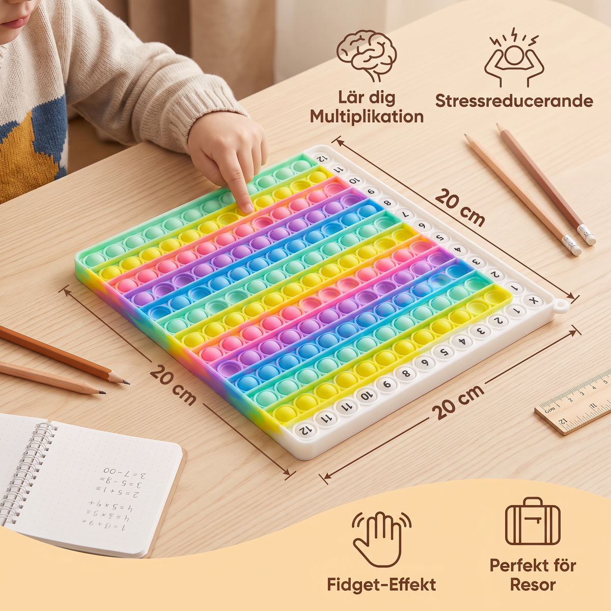 Rainbow Pop Math – Lärleksak för Multiplikation med Fidget-Effekt