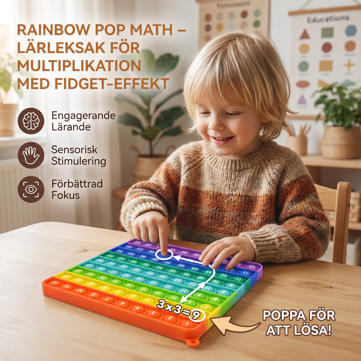 Rainbow Pop Math – Lärleksak för Multiplikation med Fidget-Effekt