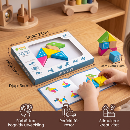 Magnetiska geometriska träpusselklossar