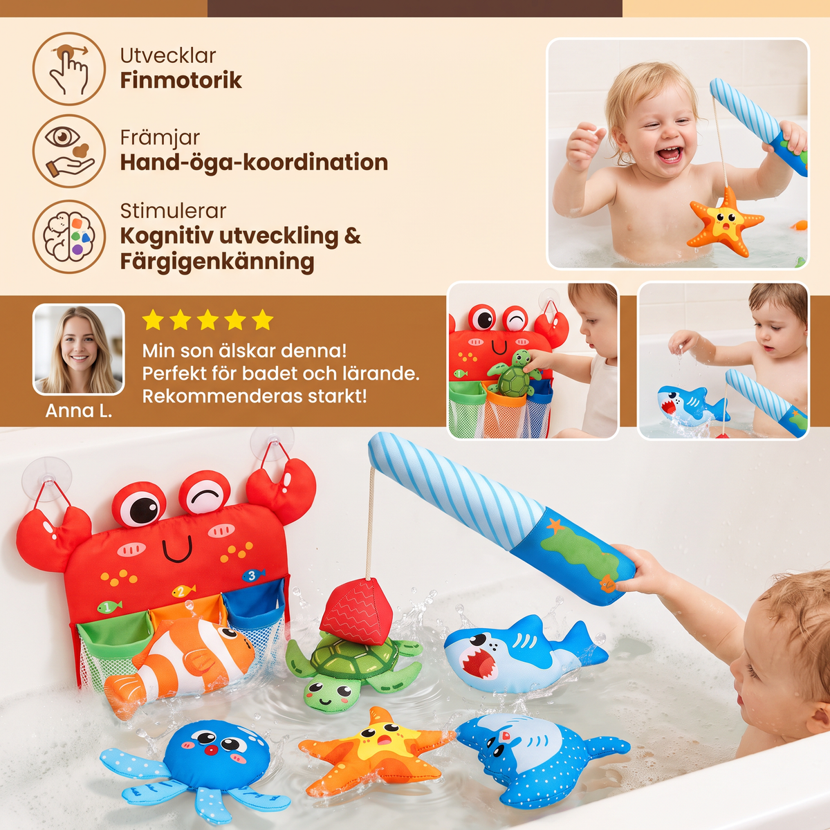 Montessori Magnetiskt Fiskespel – Badleksaksset